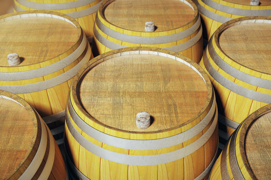 Wine barrels closeup