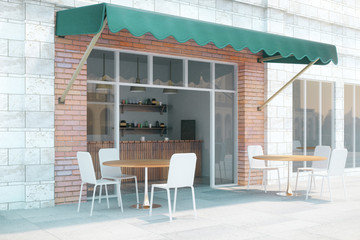 Fototapeta na wymiar Cafe exterior side