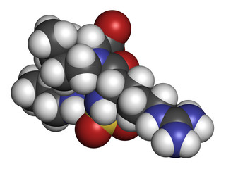Argatroban anticoagulant drug molecule (direct thrombin inhibitor)