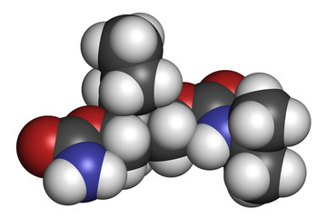 Carisoprodol drug molecule. 3D rendering.