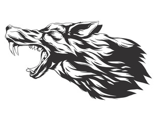 Naklejka premium Vector illustration with wolf head