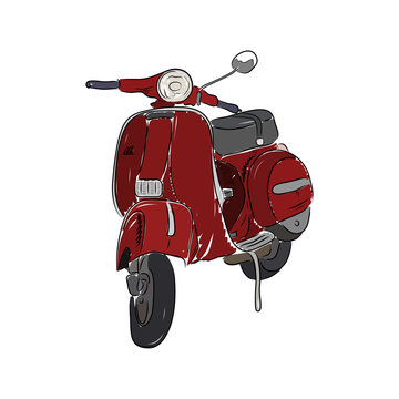 Red scooter, vector illustration