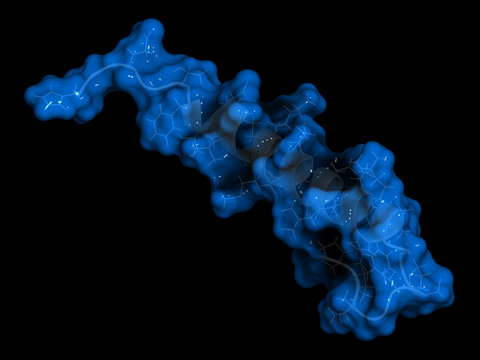 Exenatide diabetes drug molecule. 3D rendering. 