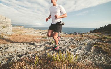 Man practicing trail running