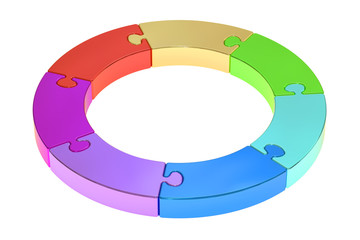 circle puzzle, strategy and success concept, 3D rendering