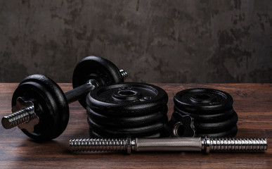 Heavy black dumbbells