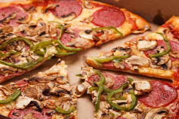 Pizza with mushroom and pepperoni