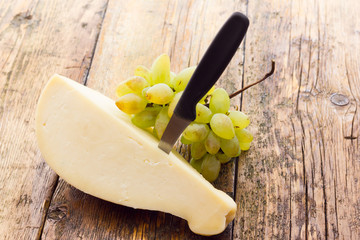 Slice of scamorza cheese from Italy