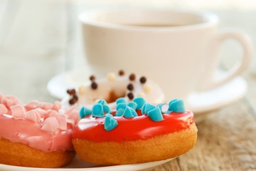 Cup of coffe and donuts