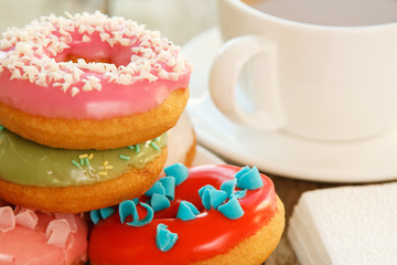 Cup of coffe and donuts