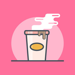 cup coffee to go. flat linear illustration. old style.