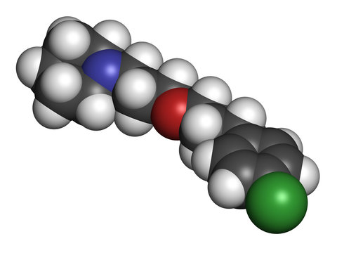 Pitolisant (tiprolisant) narcolepsy drug molecule. 3D rendering.