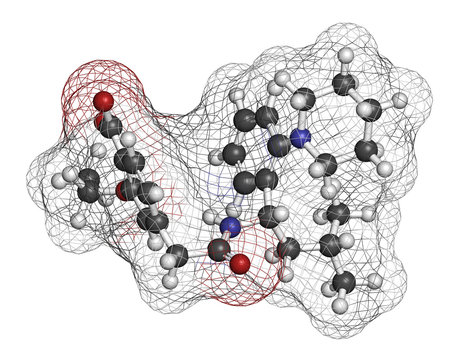 Repaglinide diabetes drug molecule. 3D rendering. 