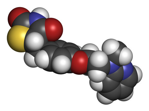 Rosiglitazone diabetes drug molecule. 