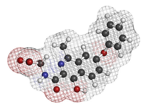 Roxadustat drug molecule. Inhibitor of hypoxia-inducible factor.