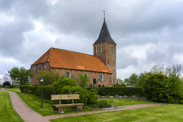 Fototapeta na wymiar Typical rural church in Schleswig-Holstein, Germany.