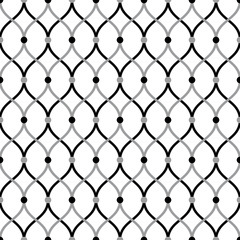 Seamless black and white overlaying rounded zigzag pattern vector