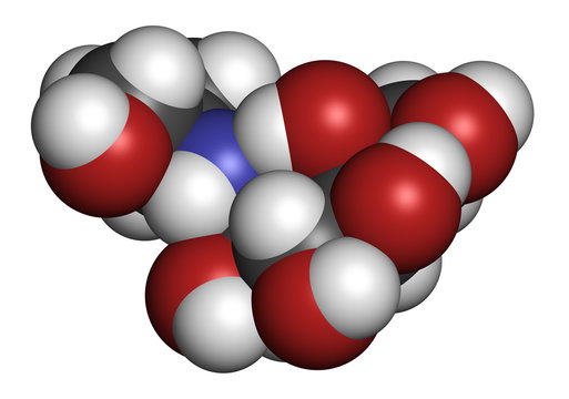 Voglibose diabetes drug molecule. 3D rendering. 