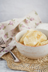 Vareniki with onion and sour cream