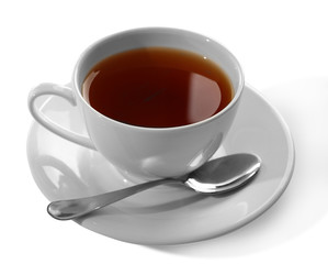 Porcelain cup of tea isolated on white background