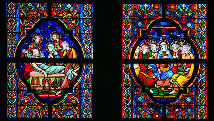 Stained Glass - Burial of Jesus and Pentecost