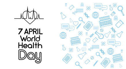 World Health Day Medicine Banner Sketch Background