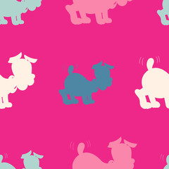 Vector illustration of a seamless pattern of cute puppy