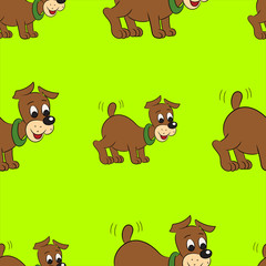 Vector illustration of a seamless pattern of cute puppy