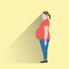 Fat Woman, Gaining weight, Vector