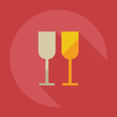 Flat modern design with shadow icons wineglass
