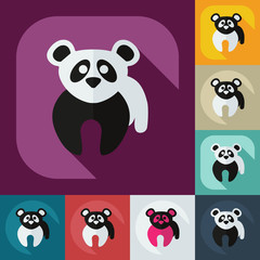 Naklejka premium Flat modern design with shadow icons pandas