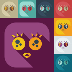 Flat modern design with shadow icons smiley eyelashes