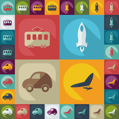 assembly icons of transport delivery set collection