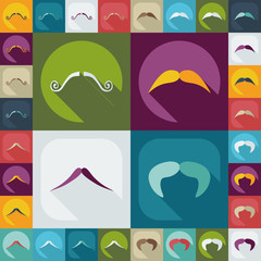 Flat modern design with shadow icon mustache