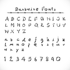 Barbed Wire Alphabet and Fonts.Number alphabet barbwire font sty