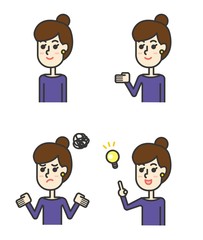 女性のいろいろな表情セット
