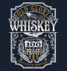 Vintage Americana Whiskey Label T-shirt Graphic - 106452100