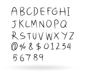 freehand font set vector