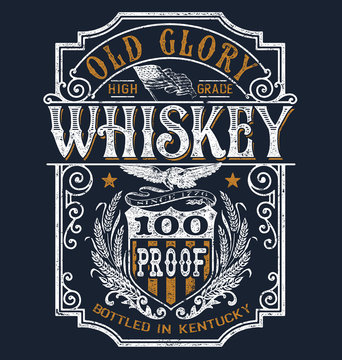 Vintage Americana Whiskey Label T-shirt Graphic