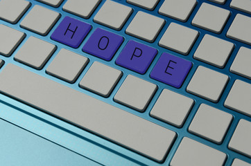 Hope concept in blue online