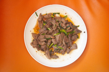 Stir fried pork liver