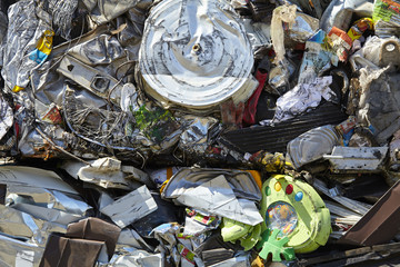 Scrap metal trash compacted waste for recycling