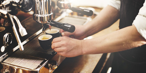 Barista Coffee Maker Machine Grinder Portafilter Concept - obrazy, fototapety, plakaty