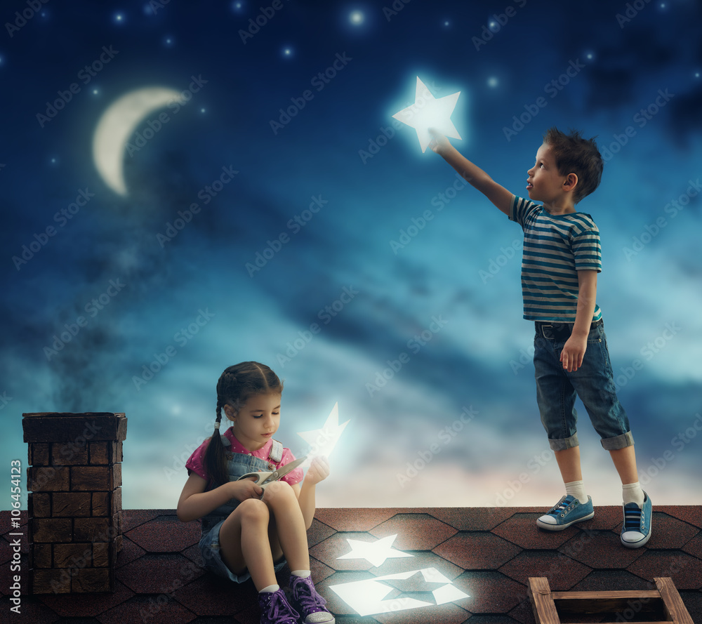 Canvas Prints children hung the stars