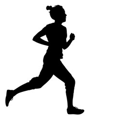 Fototapeta na wymiar Silhouettes Runners on sprint, women. vector illustration.