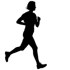Fototapeta na wymiar Silhouettes Runners on sprint, women. vector illustration.