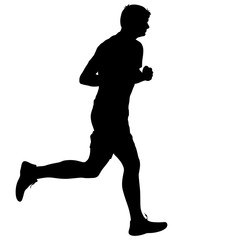 Obraz premium Silhouettes Runners on sprint, men. vector illustration.