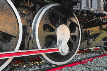 Locomotive wheel of retro train