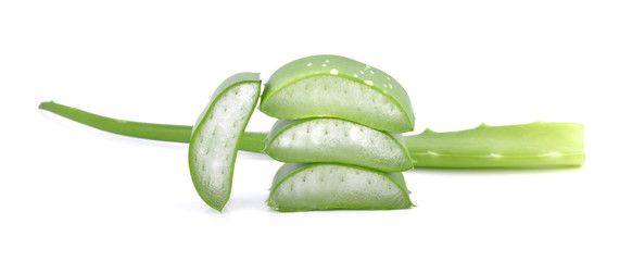 aloe vera fresh leaf. isolated over white