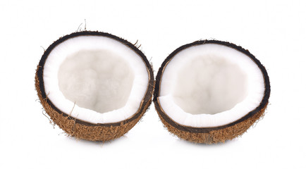 Coconut with half isolated on white Background